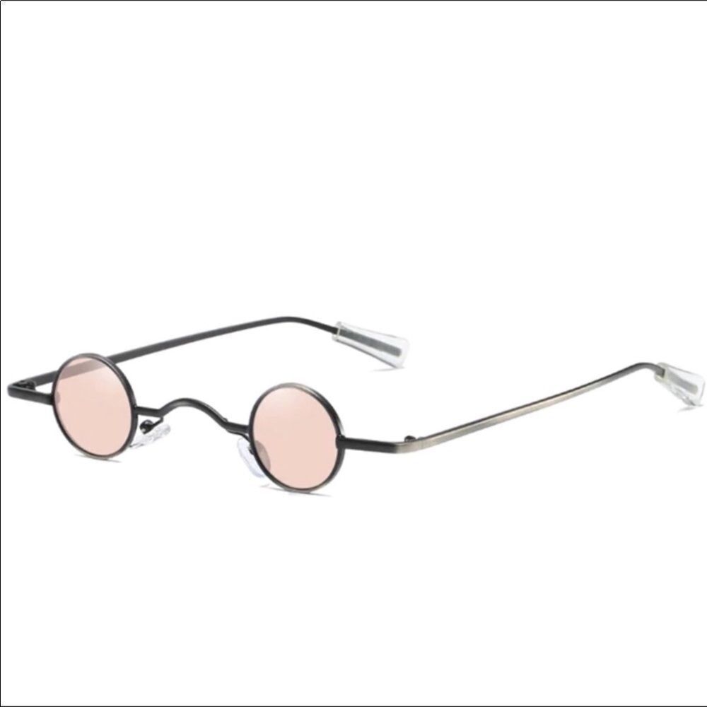 Vintage Pink Tiny Round Lenses Metal Frames Sunglasses Shades Eyewear NEW